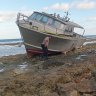 Australian Border Force put the men on two boats and turned them back to Indonesia without maps or GPS. This one ran aground on rocks on Rote Island. 