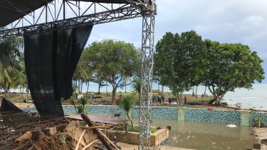 One of two stages at the Tanjung Lesung resort in western Java destroyed by the tsunami. This stage hosted a comedian, 'Brother Jimmy'. He died in the wave.