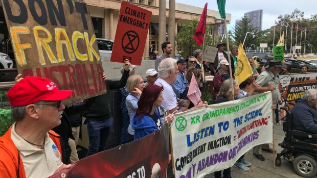 Protest outside COAG meeting in Perth on Friday. 