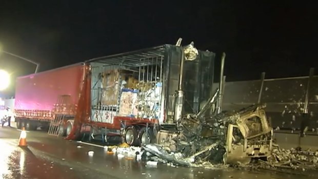 Firefighters say about half the truck's load was saved.