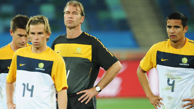 The Australian Socceroos at their first training session at in Durban ahead of their opening game against Germany at the 2010 South Africa World Cup.