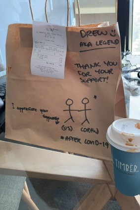 Drew Foster is ordering coffee daily from his local cafe in a show of support. 