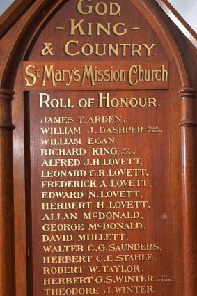 Chris Saunders' name on the Lake Condah mission's Roll of Honour.