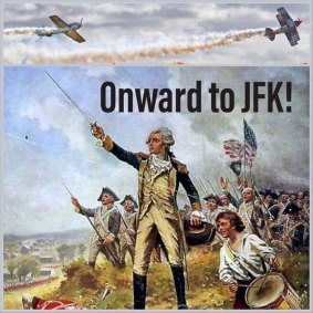 One of the many memes sparked by Donald Trump's claim that Revolutionary War troops "took over airports" in the late 1770s. 