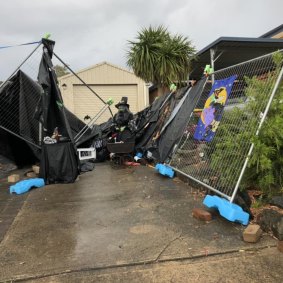 The damage caused by Friday's storm to the Halloween House in Wanniassa.