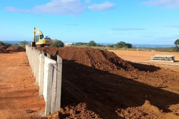 Aguia’s storage and blending yard at Lavras do Sul in southern Brazil, where phosphate ore from Tres Estradas is being readied for processing and the launch of commercial sales from the company’s Pampafos fertiliser project.