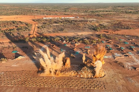 Blasting underway at the high-grade Crown Prince deposit, adjacent to Premier1’s Abbotts North gold project in Western Australia.