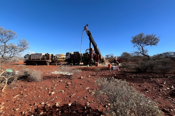 Reverse circulation drilling at PLC Resource’s Rochefort prospect in WA’s Murchison region.