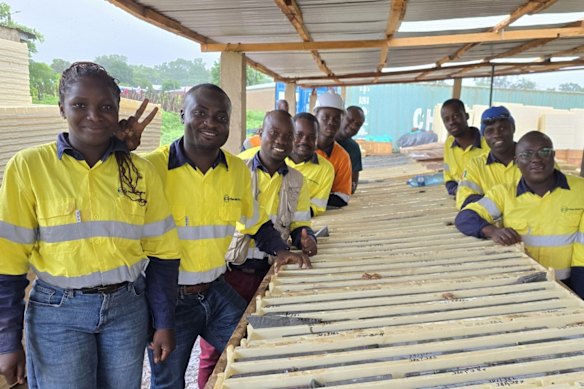 Aurum Resources’ core yard at its Boundiali gold projects in Côte d’Ivoire, West Africa, where samples from the company’s fleet of 12 drill rigs are logged.