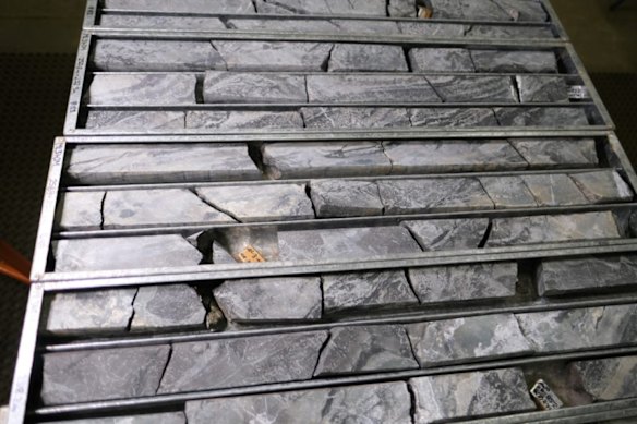 Sulphide-rich skarn drill core from Critica Limited’s Mt Lindsay tin-tungsten project in Tasmania.