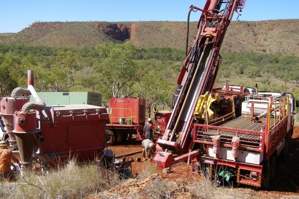 King River’s drilling rig at the Speewah critical minerals project in the Kimberley region of Western Australia.