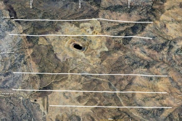 Location of the IP survey lines in relation to Dateline Resources’ Colosseum open pit in California.