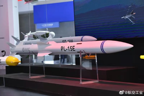 A “very capable missile” – China’s PL-15E is seen on display.