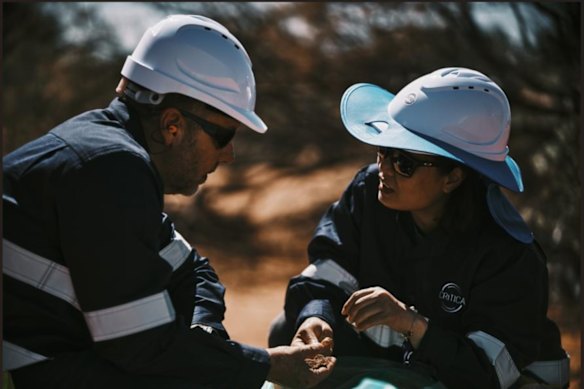 Critica Limited CEO Jacob Deysel and senior metallurgist Dr Hien Dinh reviewing Jupiter’s drilling progress during a recent site visit.