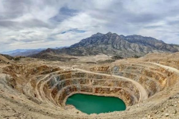 Dateline Resources Colosseum South open pit looking south to Clark Mountain.