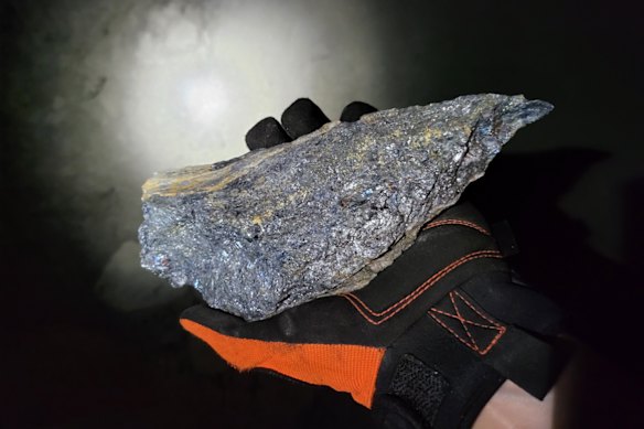High-grade stibnite, the principal ore mineral of antimony, retrieved from Larvotto Resources’ Hillgrove mine in New South Wales.