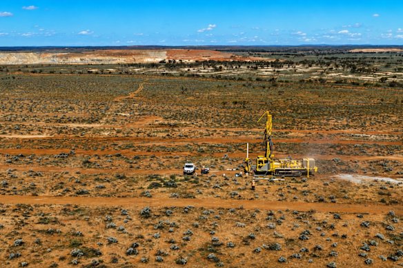 Broken Hill Gold’s RC drill rig at Icebreaker, where shallow gold-copper mineralisation sits close to the company’s existing White Dam mining and processing infrastructure in South Australia.