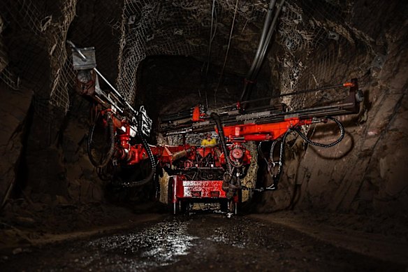 Jumbo working in the Union Hill gold mine decline at Kaiser Reefs Maldon gold project in Victoria.
