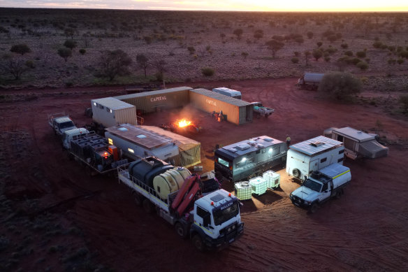 Marmota’s camp site at its Campfire Bore gold project outside of Coober Pedy in South Australia.