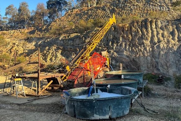 Diamond drilling underway within the Walkers pit at Aureka Limited’s Comstock gold project in Victoria.