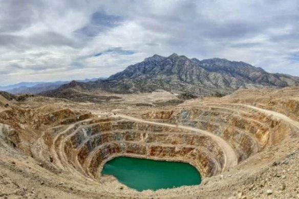 Dateline Resources’ 1.1-million-ounce Colosseum gold project in California, viewed from the north looking towards the Clark Mountains. 