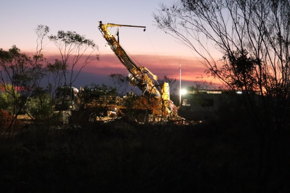Tennant Minerals’ topdrill RC drilling rig testing for extensions of the Bluebird discovery in the Northern Territory.