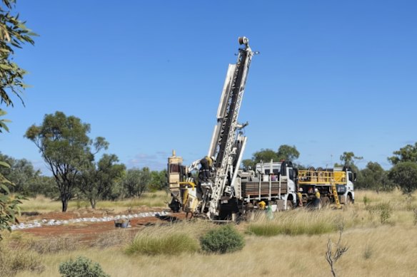 Drilling on site at Red Metal’s unique Sybella rare earths project outside Mt Isa, Queensland.