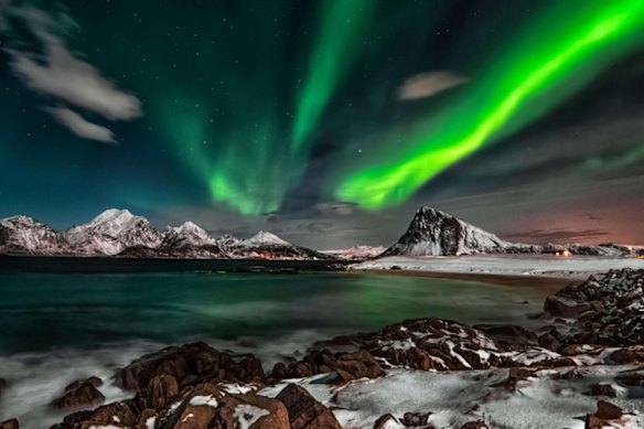 Aurora borealis over Eclipse Metals’ Grønnedal rare earths project in Greenland.
