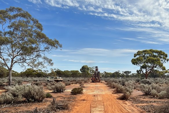 A drill rig on site at BOA Resources’ Neds Creek prospect near the Bryah Basin of Western Australia.
