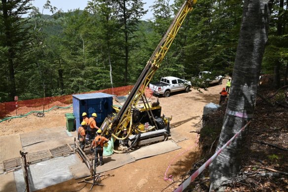 Strickland Metals’ diamond drill rig at the Shanac deposit within the Rogozna project in Serbia.