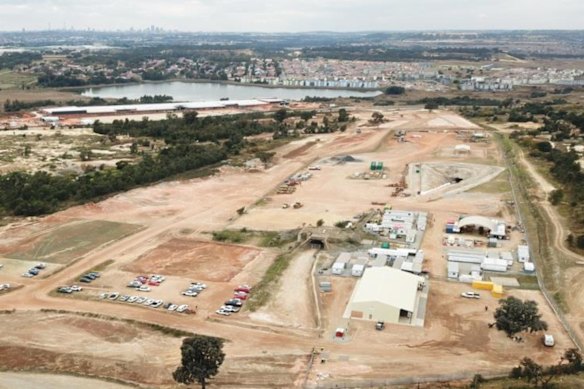 Aerial view of West Wits' Qala Shallows project landmark showing ongoing surface infrastructure development.