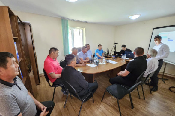 Sarytogan Graphite staff at a public hearing in the Kazakhstan village of Akshi last Friday.