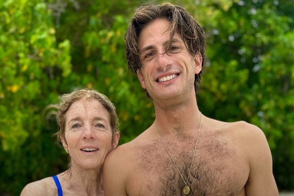 Schlossberg with his mother – and then-Australian ambassador Caroline Kennedy – in 2023 re-enacting a heroic rescue swim undertaken by his grandfather, JFK, in the Solomon Islands during World War II.