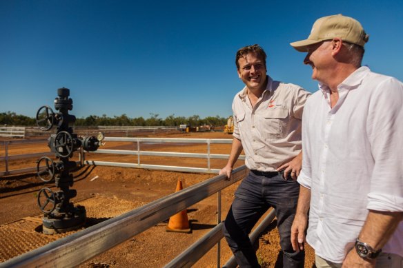 Empire Energy Group managing director Alex Underwood, left, says the company is on track to become the first gas producer from the Beetaloo Basin.
