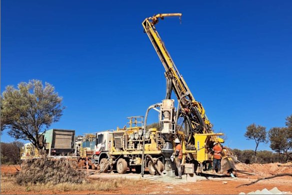 An RC drill rig on site at Great Southern Mining’s Amy Clarke gold discovery in Western Australia.