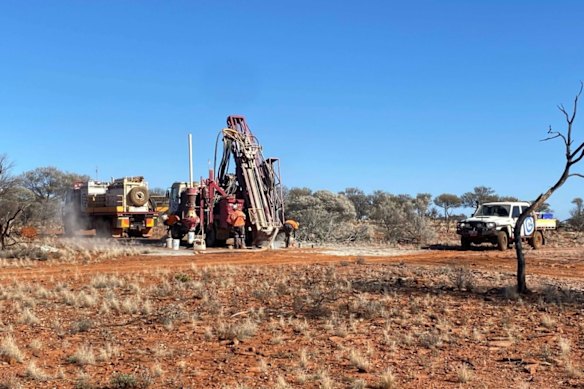 Great Southern Mining’s drill rig in action at its Duketon gold project in WA.