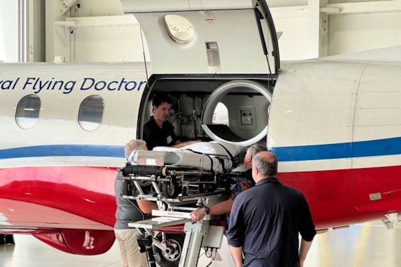 Micro-X Limited’s lightweight, portable CT scanning unit in the field, aboard one of the Royal Flying Doctor Service’s critical care planes.