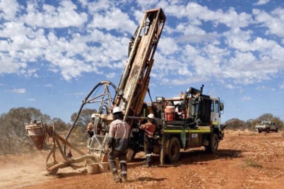 Aircore rig at Gateway Mining’s Great Western prospect near Wiluna in Western Australia.