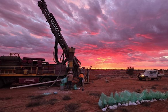 Marmota’s reverse circulation drilling rig at the company’s 90 per cent-owned Greenewood project in South Australia’s Gawler Craton. 