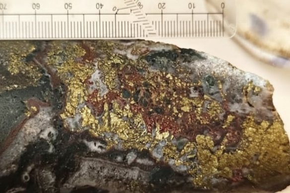 High-grade polymetallic core at Advance Metals’ Gavilanes project in Mexico.