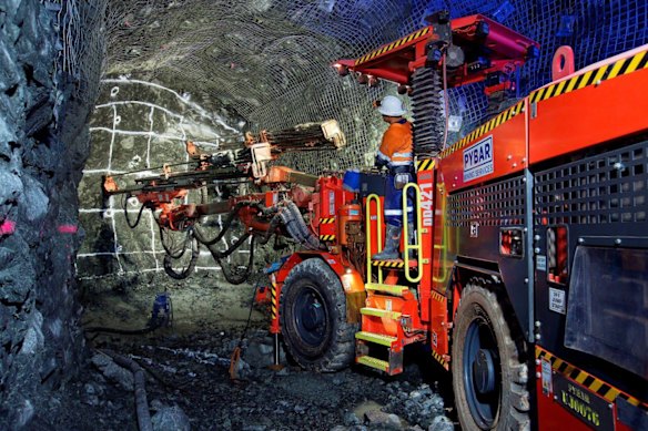 A PYBAR jumbo at work underground. Larvotto Resources has signed a seasoned mining contractor on a four-year deal to drive underground development at its Hillgrove antimony-gold mine in New South Wales.