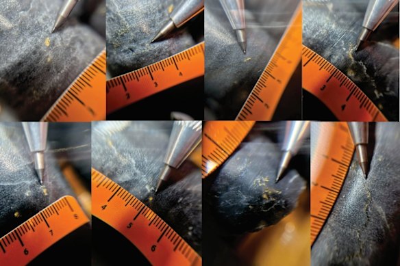 Visible gold from the Paquin prospect at Olympio Metals’ Bousquet gold project in Quebec, where a 1500m phase-three drilling campaign is targeting extensions to a bonanza-grade gold intercept.