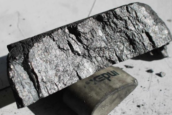 Split graphite diamond drill core from Sarytogan Graphite’s project in Kazakhstan.