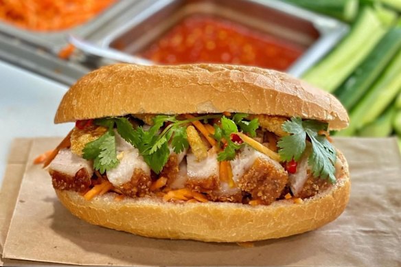 Pork belly banh mi at Banh Mi Factory.