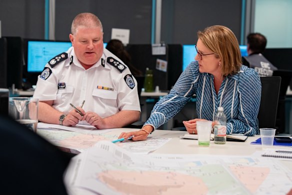 Victorian Premier Jacinta Allan with Emergency Management Commissioner Tim Wiebusch.