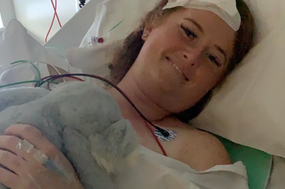 Nikki Purtill recovers from her surgery.