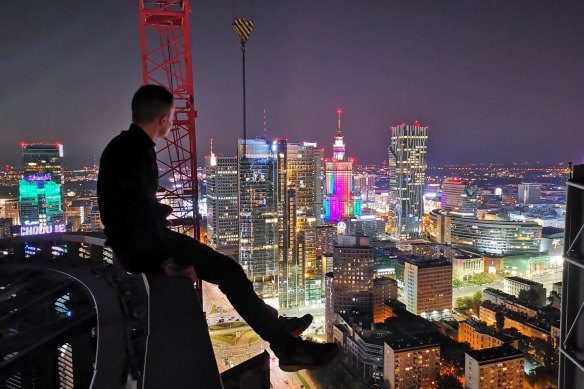 Lucidi pictured atop a building in Warsaw, Poland.