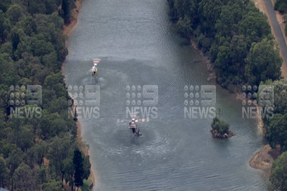 Aerial crews battling a blaze in Parkerville that has destroyed two homes, 