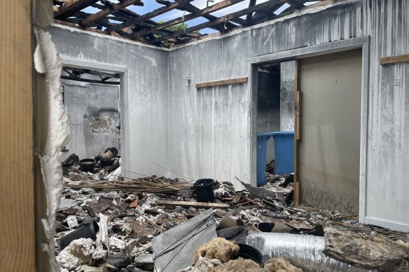 Soot on the walls and rubbish strewn across the house. 