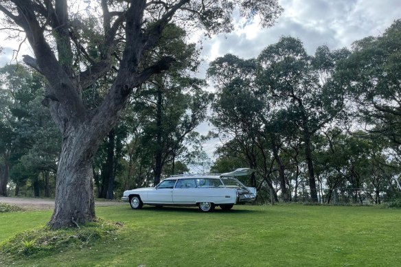 A 1973 Cadillac Deville, the hearse used by The Last Hurrah funeral company in Melbourne. 
